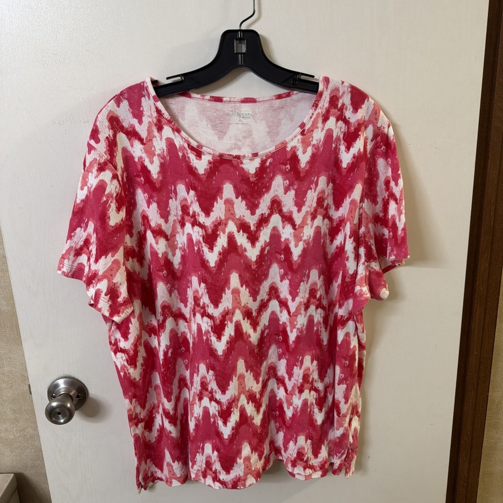 Kim Rogers Woman ZIGZAG TIE DYE KNIT TOP / T-SHIRT   SIZE 2X